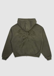 Script Angel Cropped Zip-up Hoodie // Washed Green