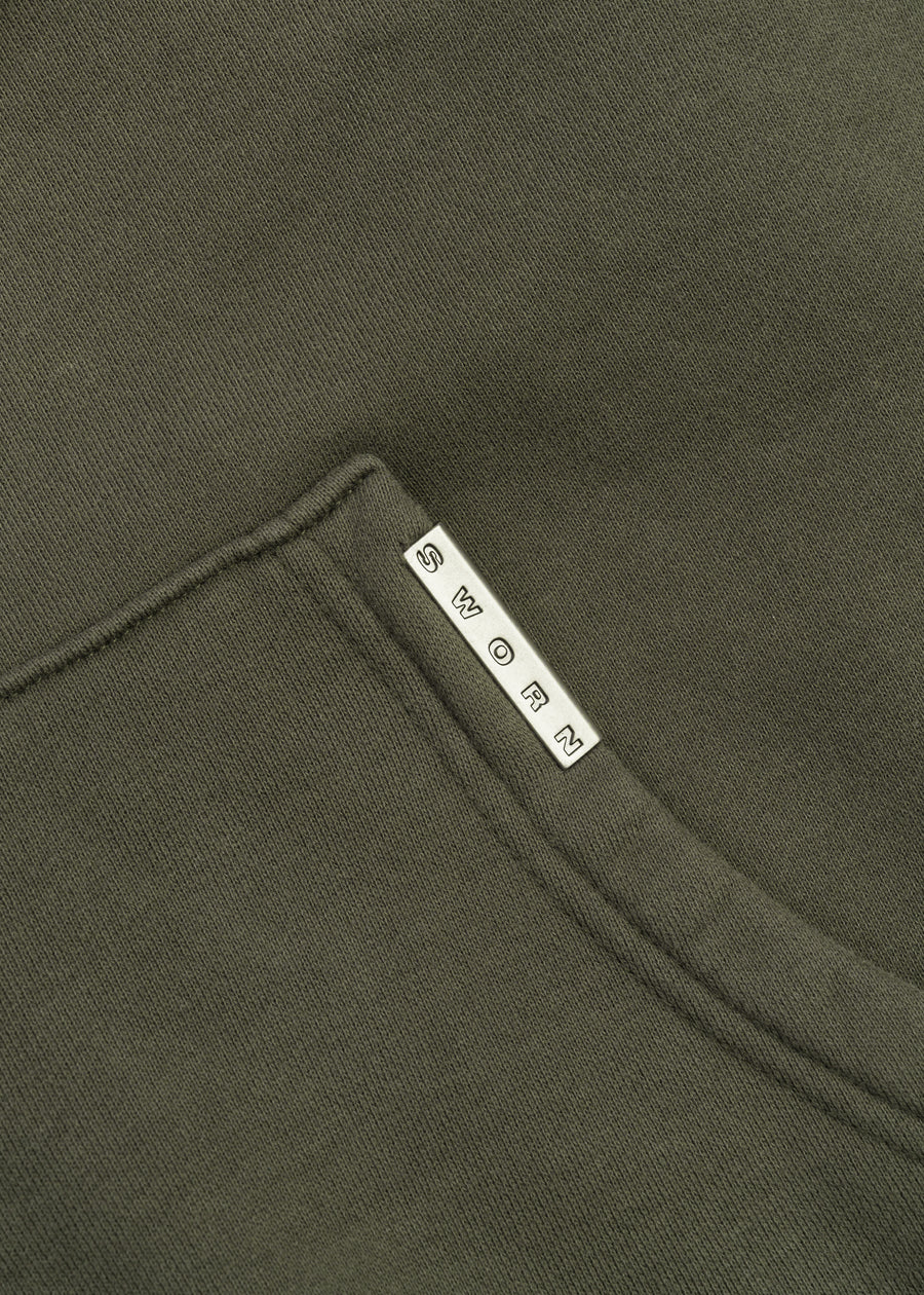 Script Angel Cropped Zip-up Hoodie // Washed Green