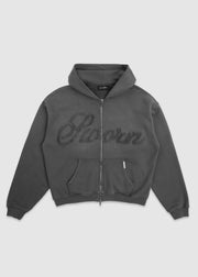 Script Angel Cropped Zip-up Hoodie // Vintage