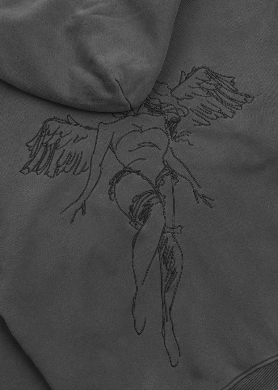 Script Angel Cropped Zip-up Hoodie // Vintage