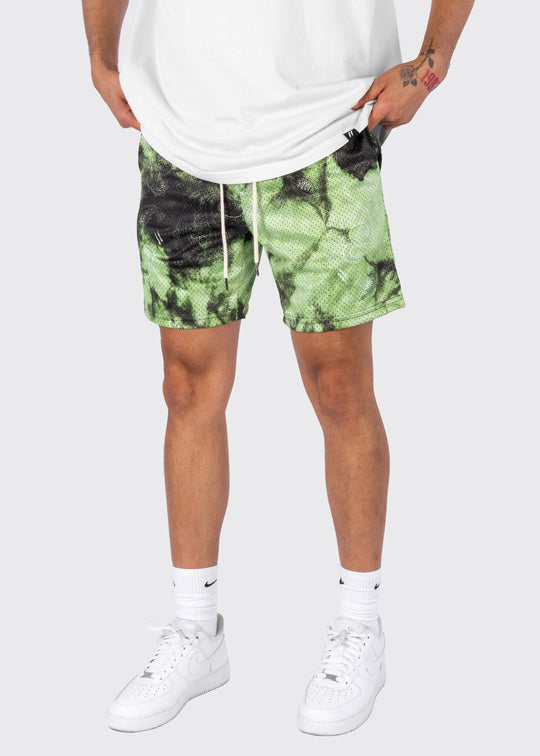 Paisley Mesh Shorts // Cactus Green