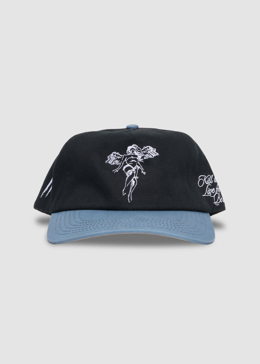 Angel Spirit Unstructured Snapback // Black & Cloud Blue
