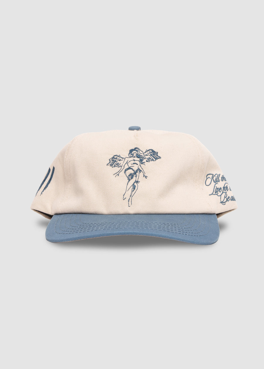Angel Spirit Unstructured Snapback // Natural & Cloud Blue