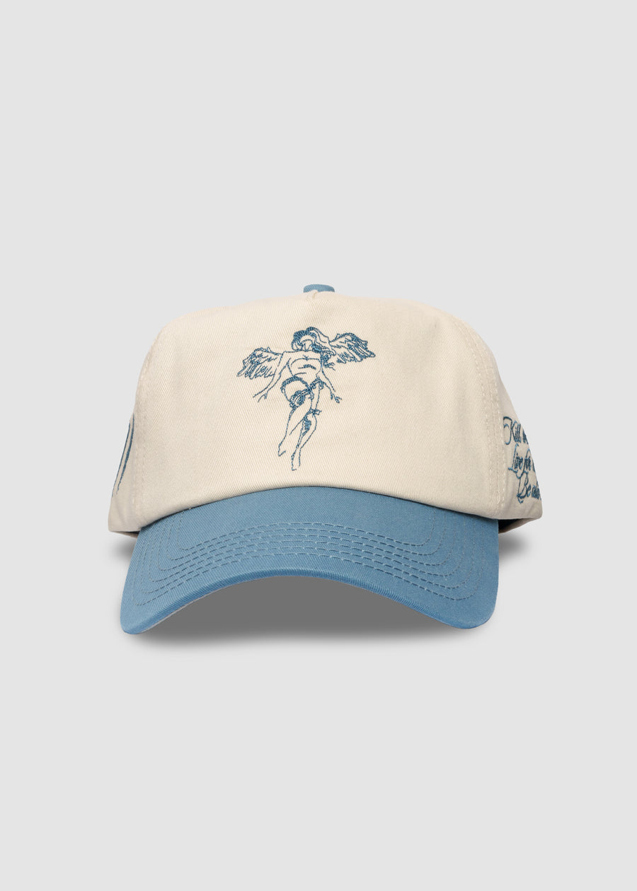 Angel Spirit Unstructured Snapback // Natural & Cloud Blue