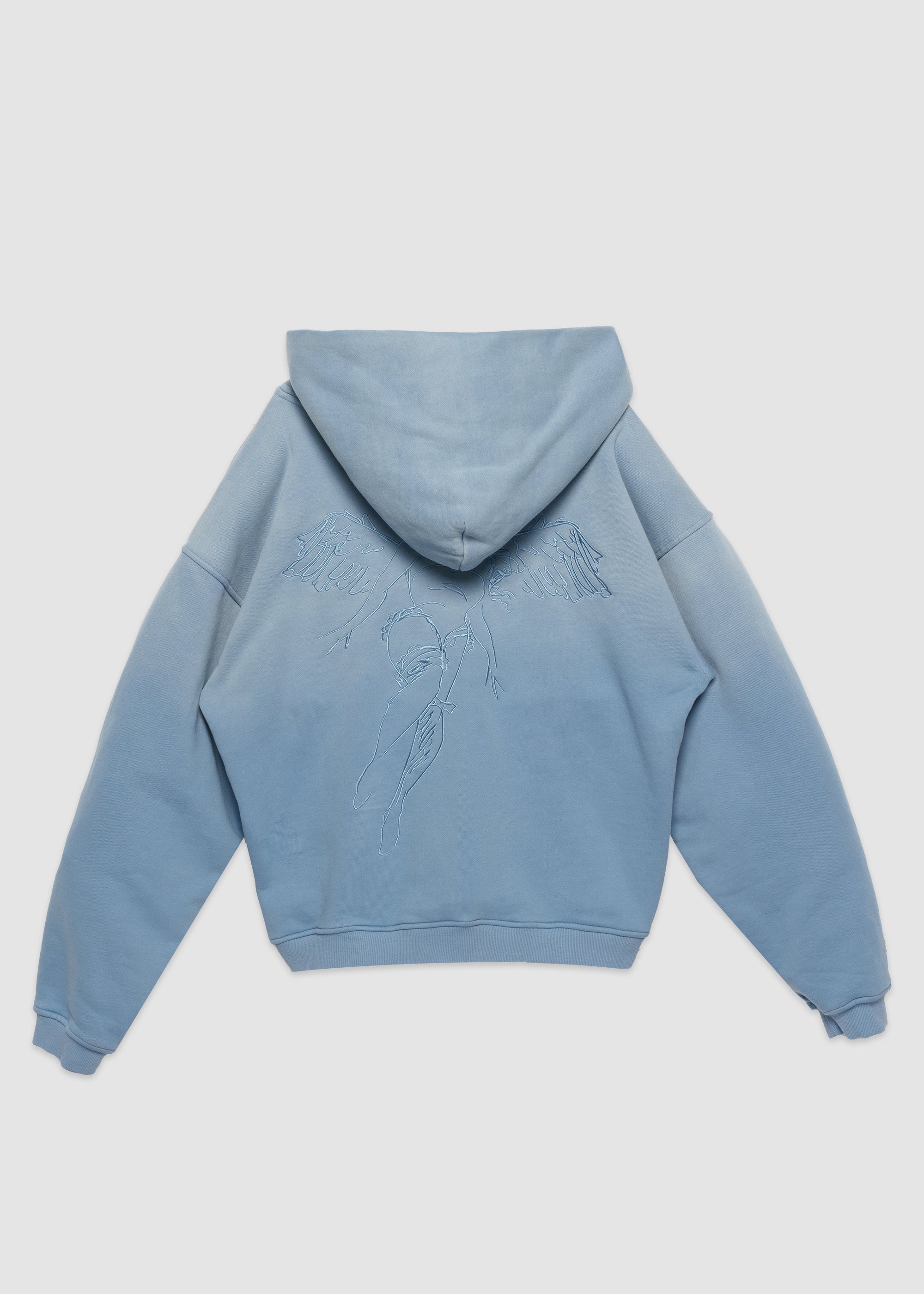 Script Angel Zip-up Hoodie // Sierra Blue