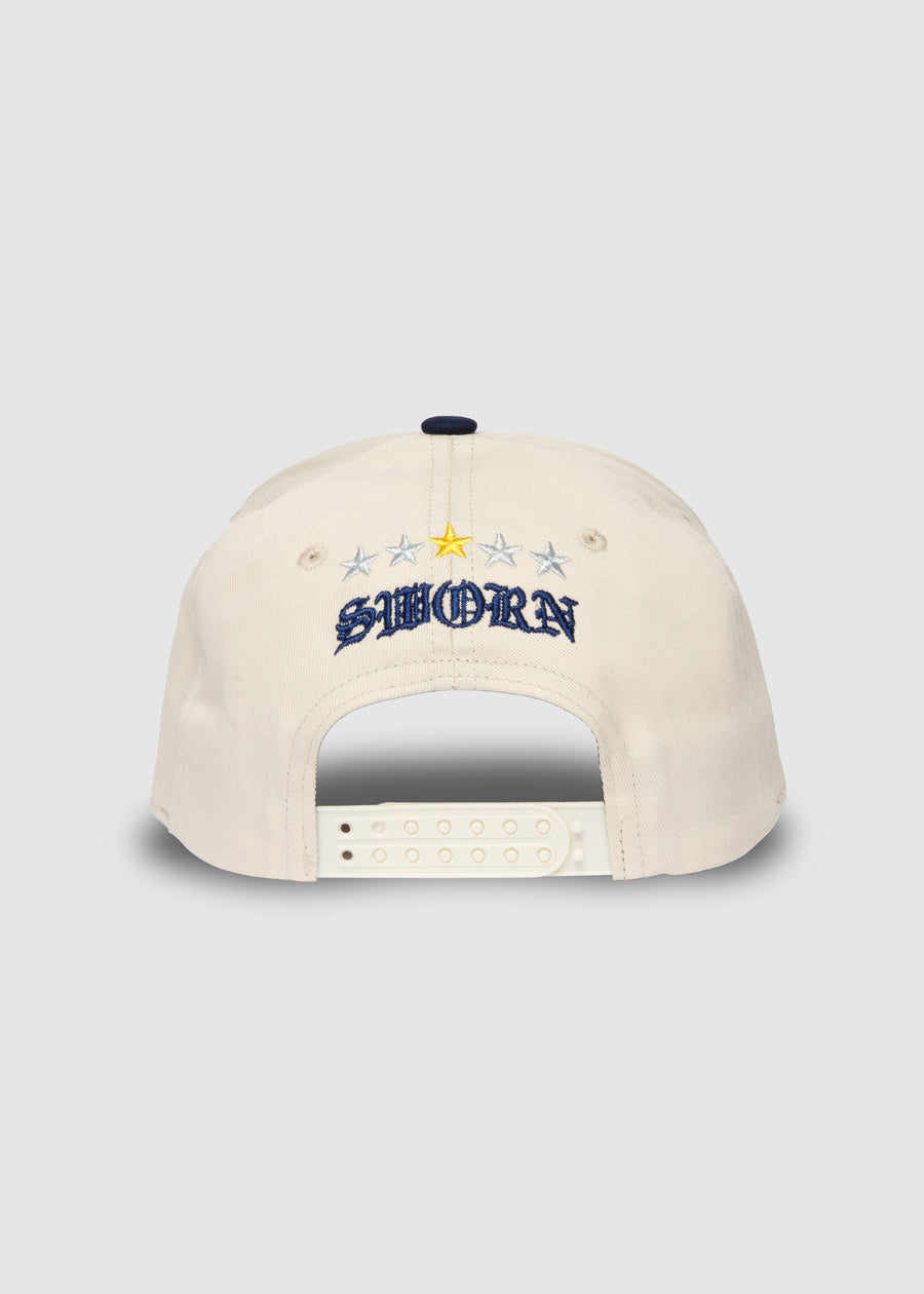 LA Galaxy Crest A-Frame Snapback // Natural & Navy