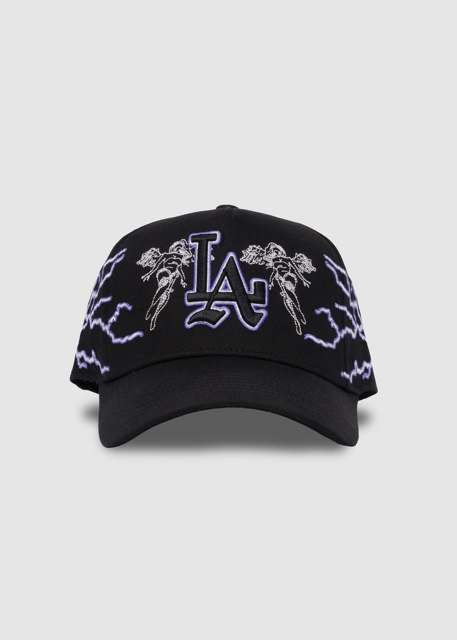 Lightning COA A-Frame Snapback // Black & Purple