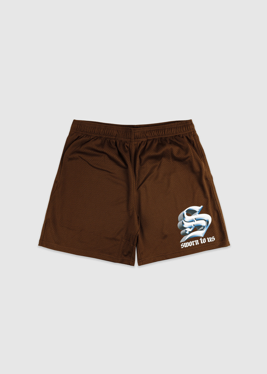 S-Chrome Mesh Shorts // Rust
