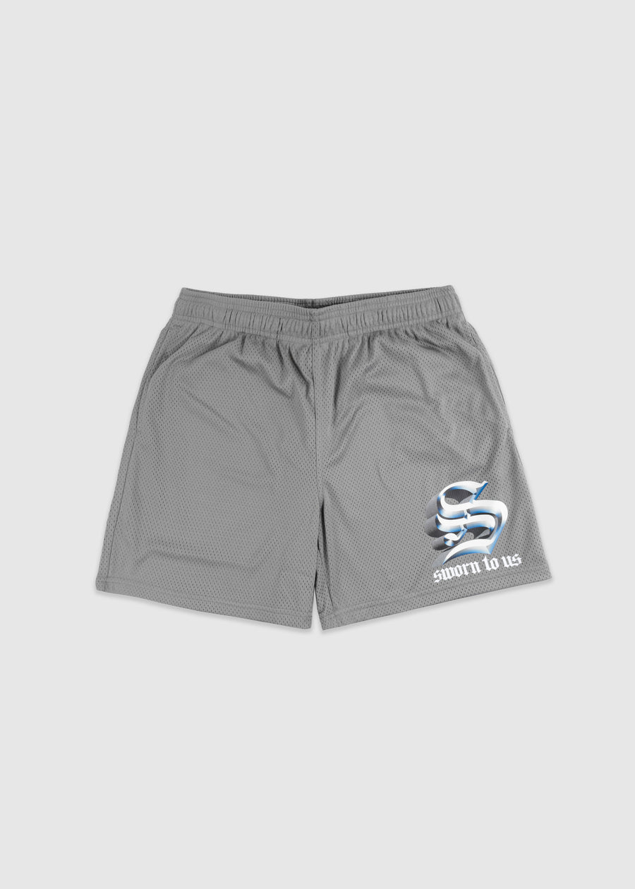 S-Chrome Mesh Shorts // Cement