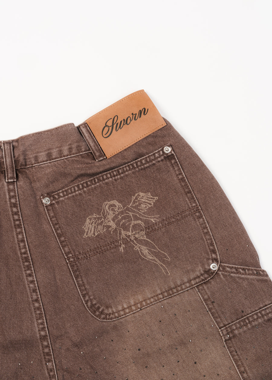 Rhinestone Angel Carpenter Shorts // Tobacco