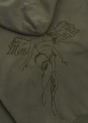 Script Angel Cropped Zip-up Hoodie // Washed Green