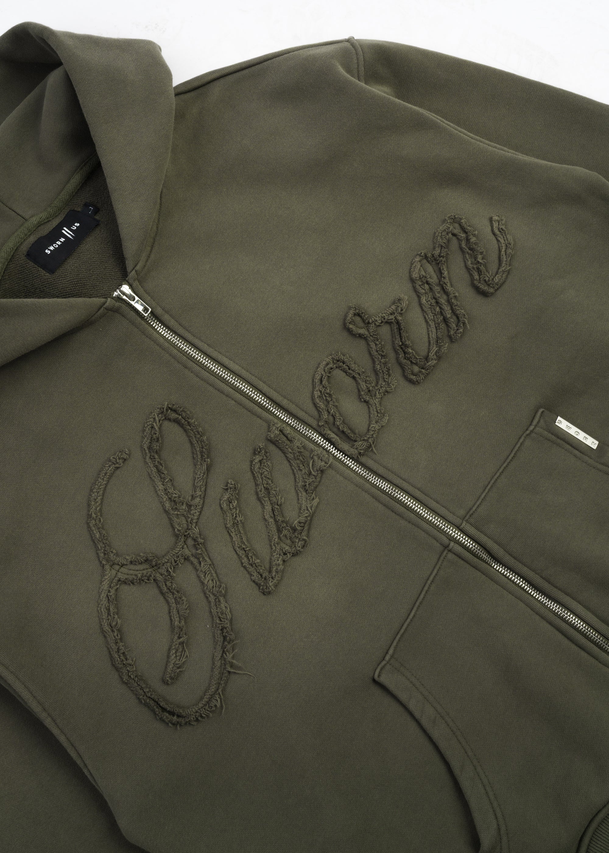 Script Angel Zip-up Hoodie // Washed Green – Sworn To Us