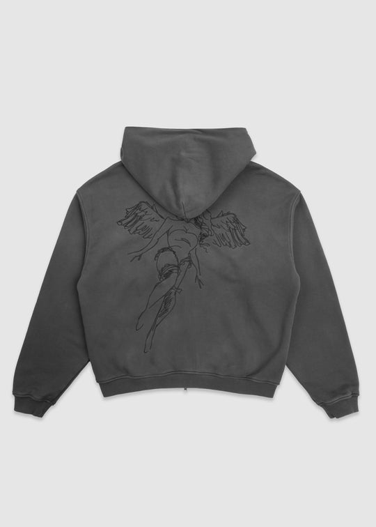 Script Angel Cropped Zip-up Hoodie //  Vintage