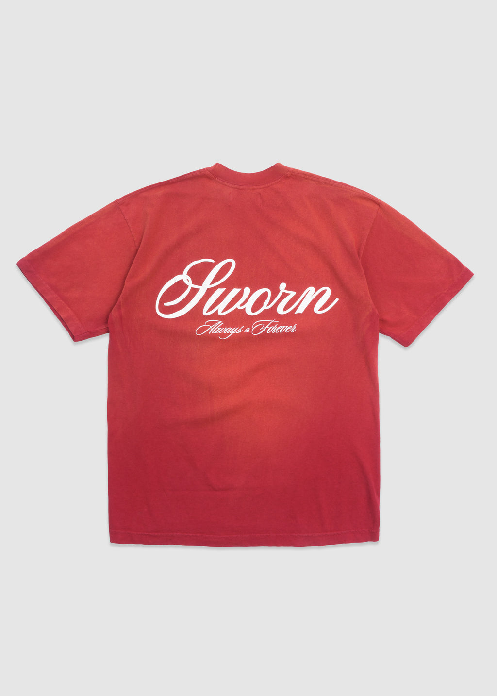 Red Script Back Script Tee // Washed Red – Sworn To Us