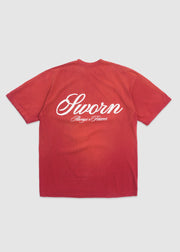 Script Tee // Washed Red