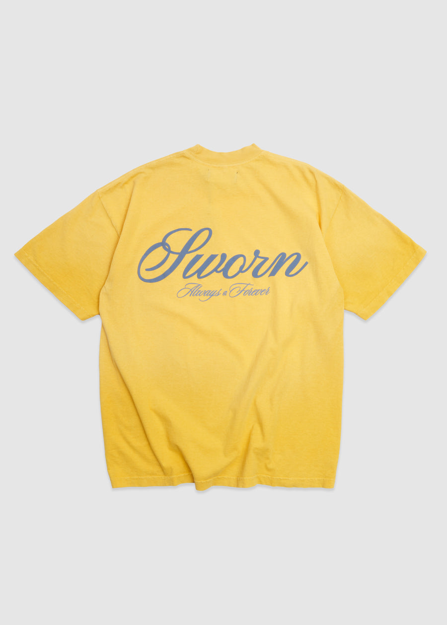 Script Tee // Washed Yellow
