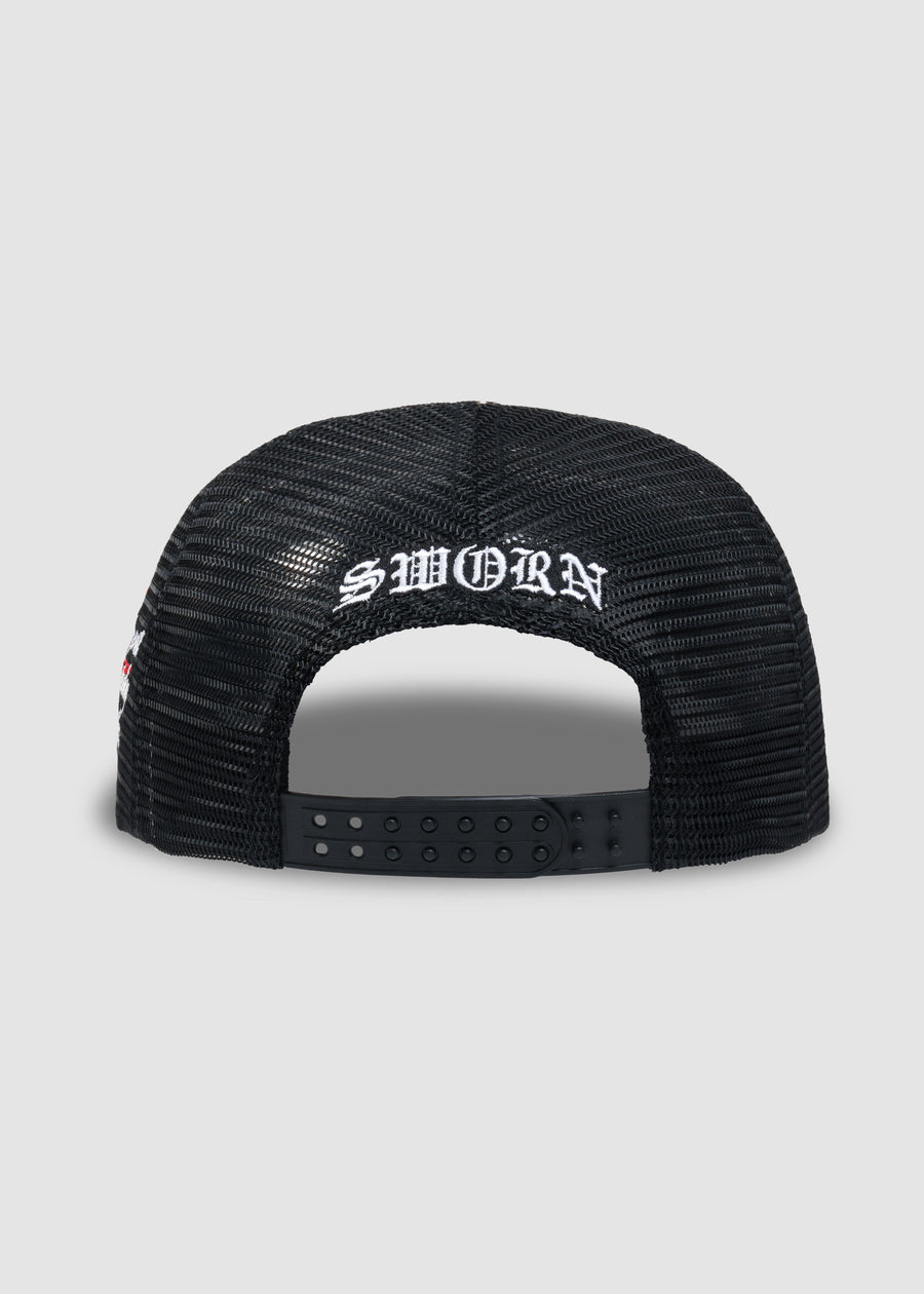 'S' Flame Trucker Snapback // Black