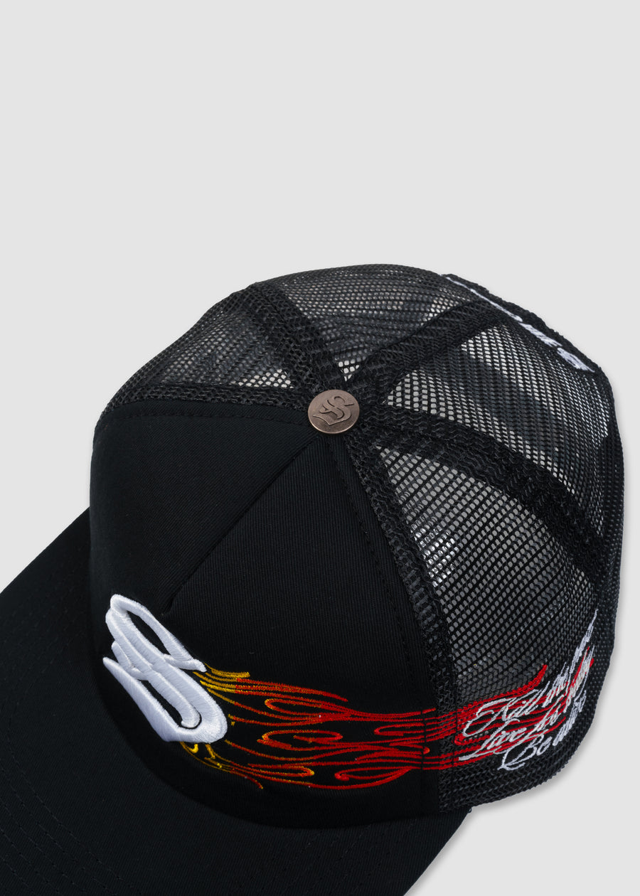 'S' Flame Trucker Snapback // Black