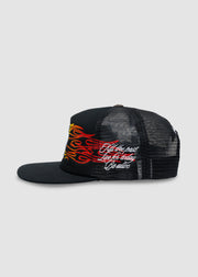 'S' Flame Trucker Snapback // Black