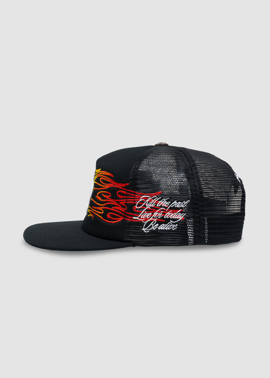 'S' Flame Trucker Snapback // Black
