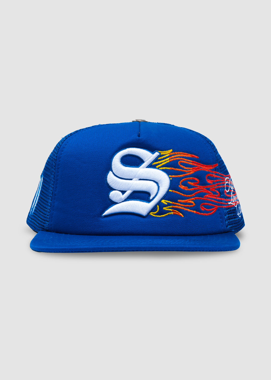 'S' Flame Trucker Snapback // Royal