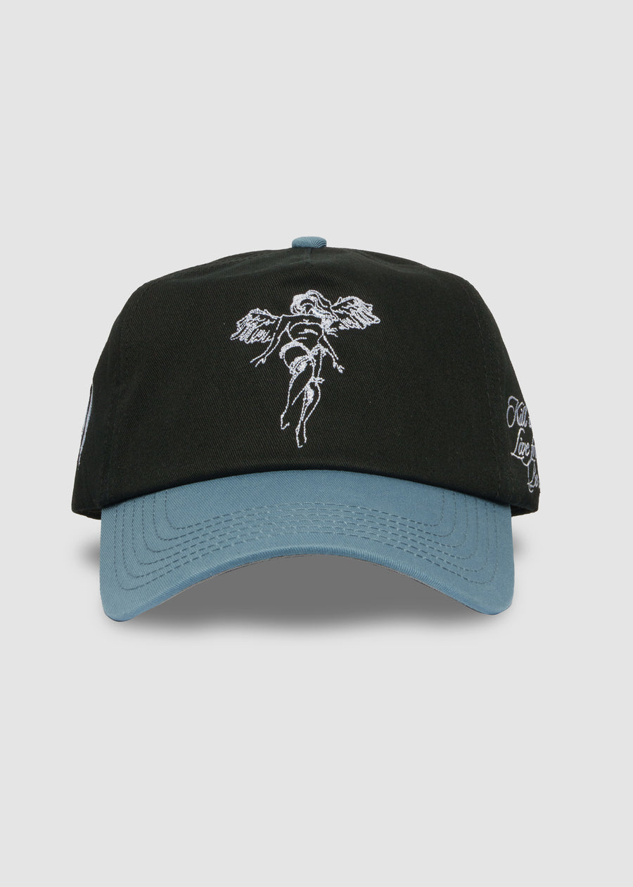 Angel Spirit Unstructured Snapback // Black & Cloud Blue
