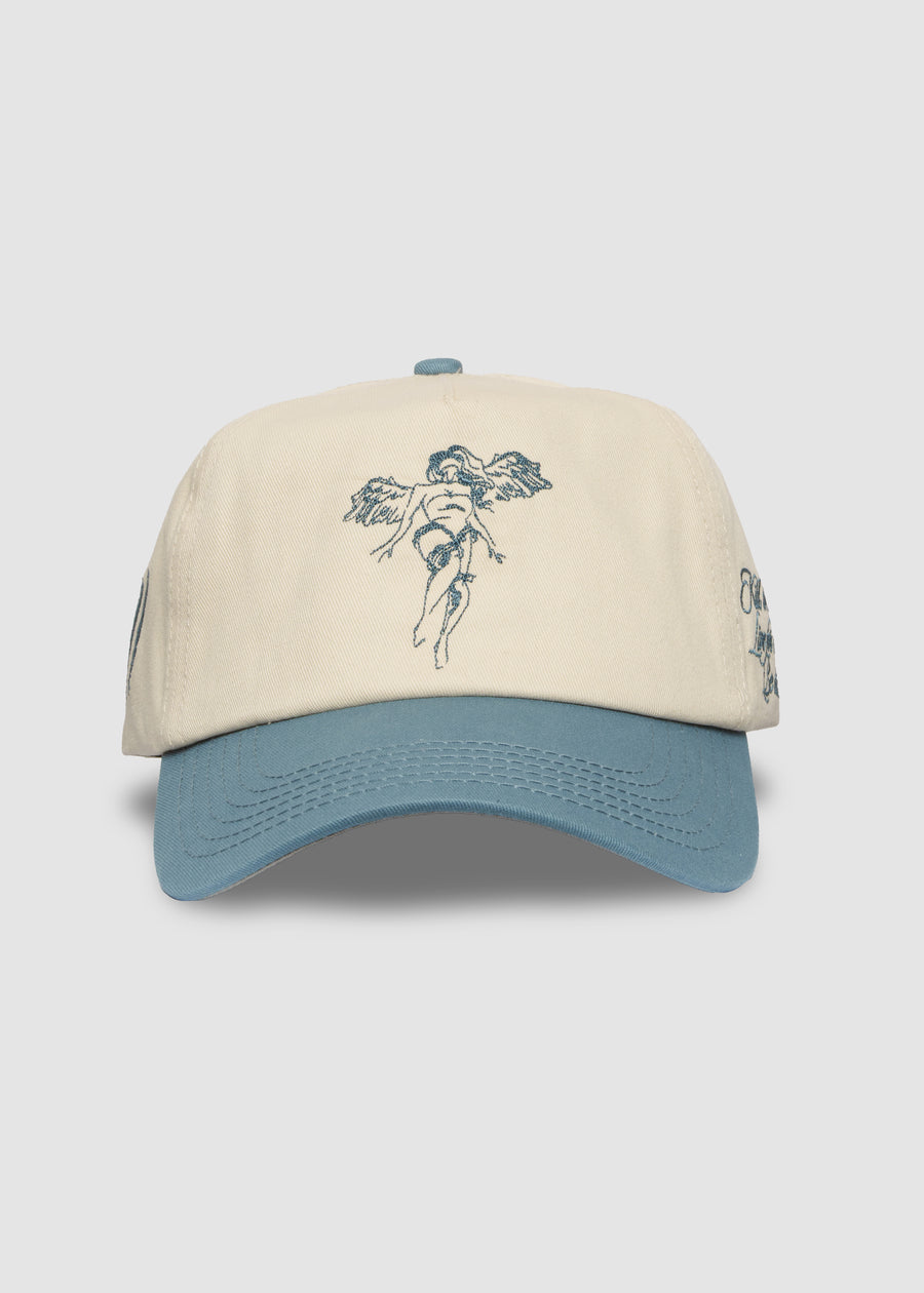 Angel Spirit Unstructured Snapback // Natural & Cloud Blue